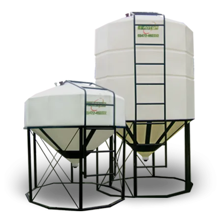 silos de almacenamiento de granos, fertilizantes solidos, decantadores.
