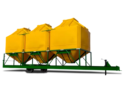 Tolvas en batería con Tráiler de Traslado, para fertilizantes sólidos y semillas.