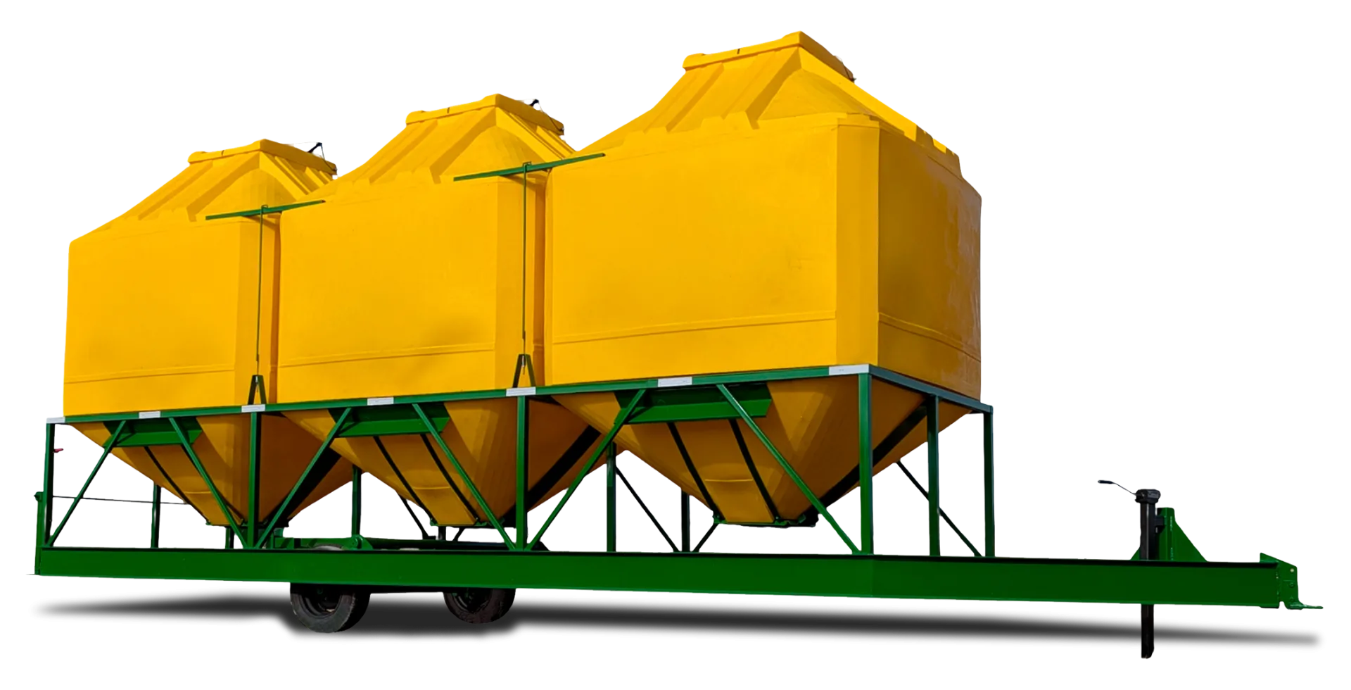 Tolvas en batería con Tráiler de Traslado, para fertilizantes sólidos y semillas.